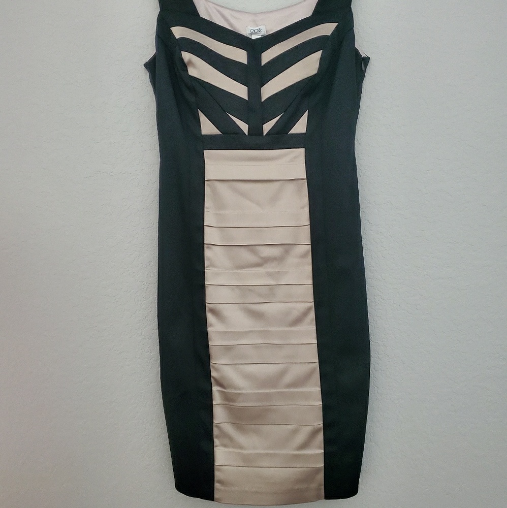 Beautiful black satin Cache cocktail dress